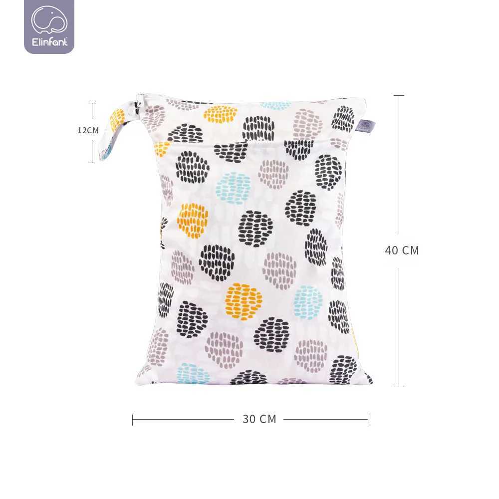 Elinfant 1 piece reusable waterproof Diaper bag with double pocket fabric handle Diaper wet bag W240812