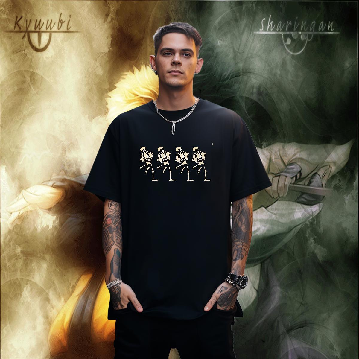 Classic Casual Men T Shirts skull Tshirts 230g Pure Cotton High Street Hip Hop Popular DIY Logo Oversized Crew Neck Breathable Men Clothes T-Shirt