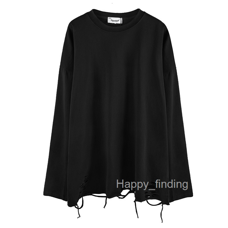 Mens Dark Ro Piercing 100 Cotton 200g Ins Long Sleeve T-shirt Mens and Womens High Street Design Cuts Tee