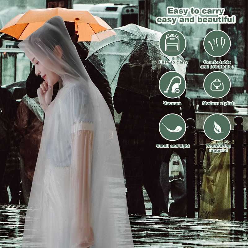 Portable Disposable Raincoat Transparent Waterproof Emergency Rain Coat Universal Travel Camping Hiking Rainwear Clothes Covers Y240810