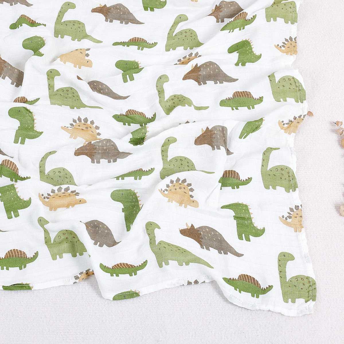 HappyFluent new dinosaur printed soft bamboo cotton fabric 120 * 110CM baby packaging newborn multifunctional swallow sleeping blanketW240810