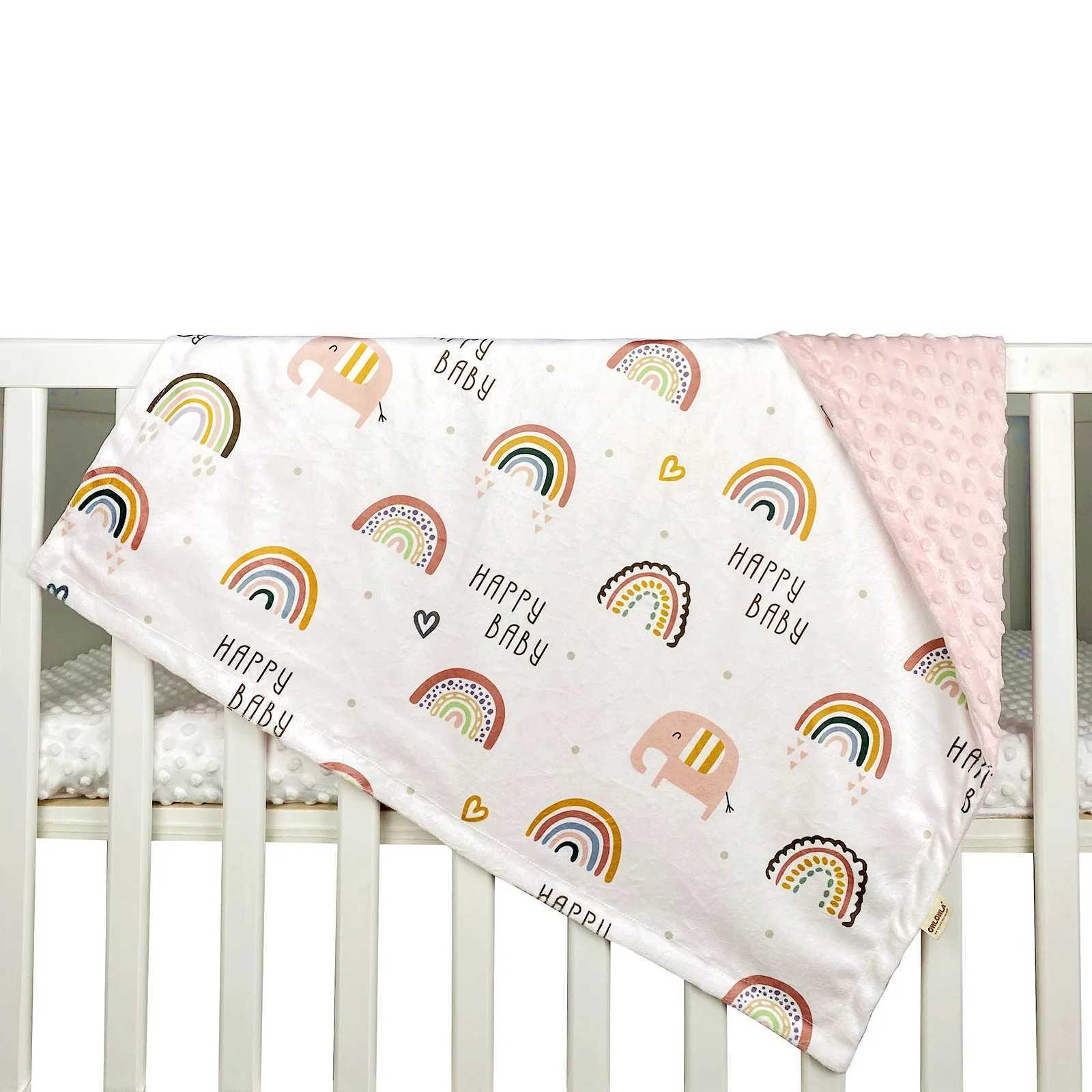 Baby blanket made of soft mint and double layered wool designed for boys girls toddlers and newbornsW240810