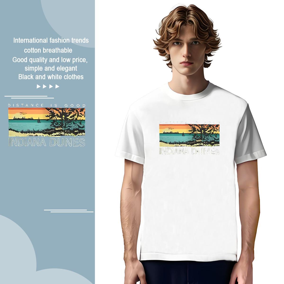 Fashion New 230g Pure Cotton Men T Shirts Casual Beach Men Clothes T-Shirt Tees Breathable Crew Neck Brand Anime