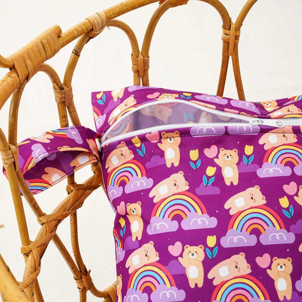 Elinfant 2PCS animal and rainbow printed waterproof diaper storage bag mothers bag W240812