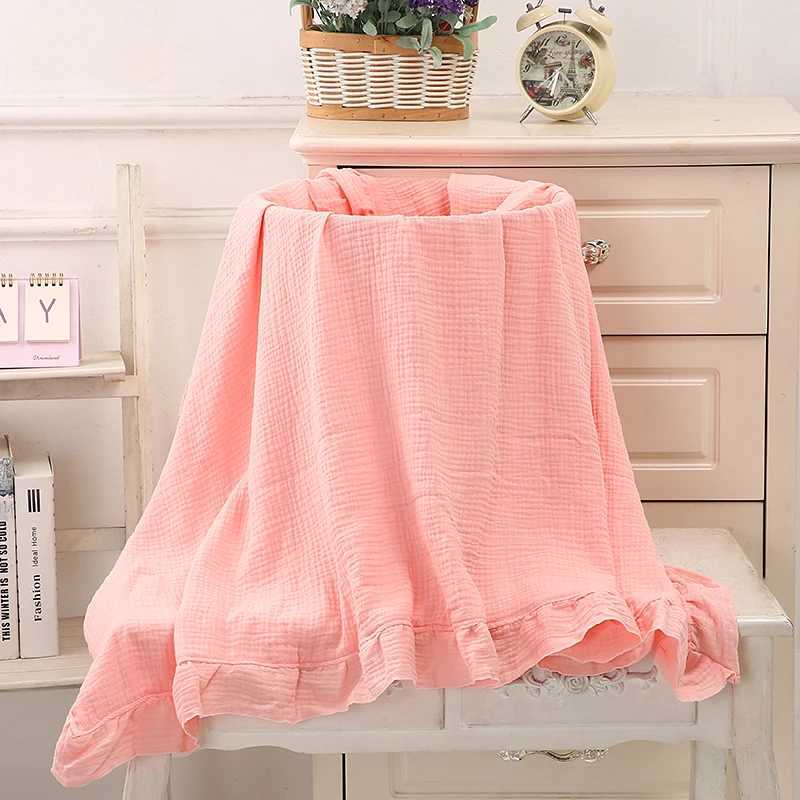 100% organic cotton baby packaging Gauze ruffled baby blanketW240810