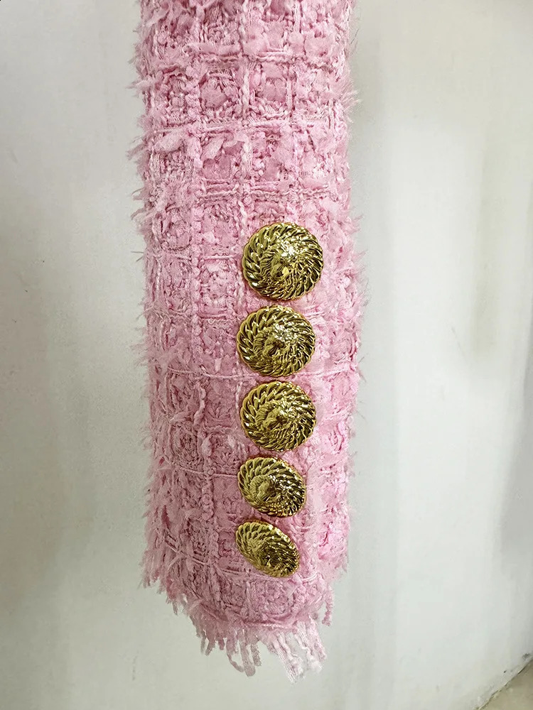 High Quality Chain Decoration Lady Fall Winter Long Sleeve Lady Elegant Tweed Short Coat 240812