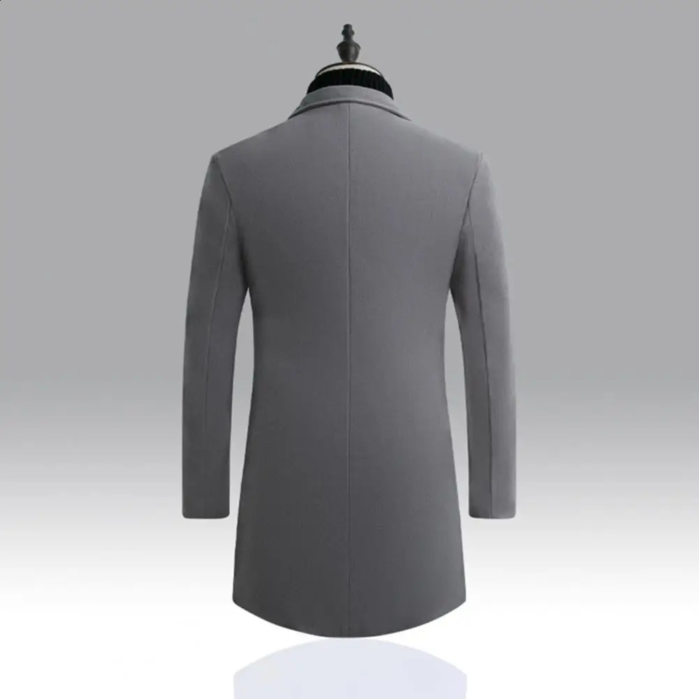 Korean Style Men Trench Coat Casual Overcoat Jackets Men Warm Long Outwear Slim-fitting Lapel Buttons Coat Spring Windbreaker 240822