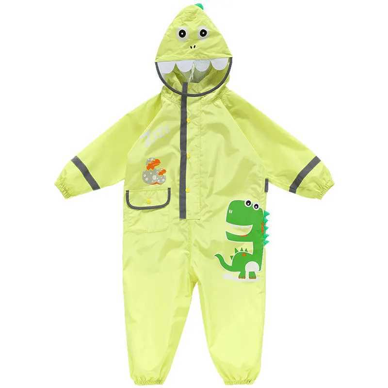 Cute Dinosaur Style Baby Jumpsuits Rain Coat Waterproof Polyester Raincoat Children Rainwear And Rain Pants Suit For Kids Y240810