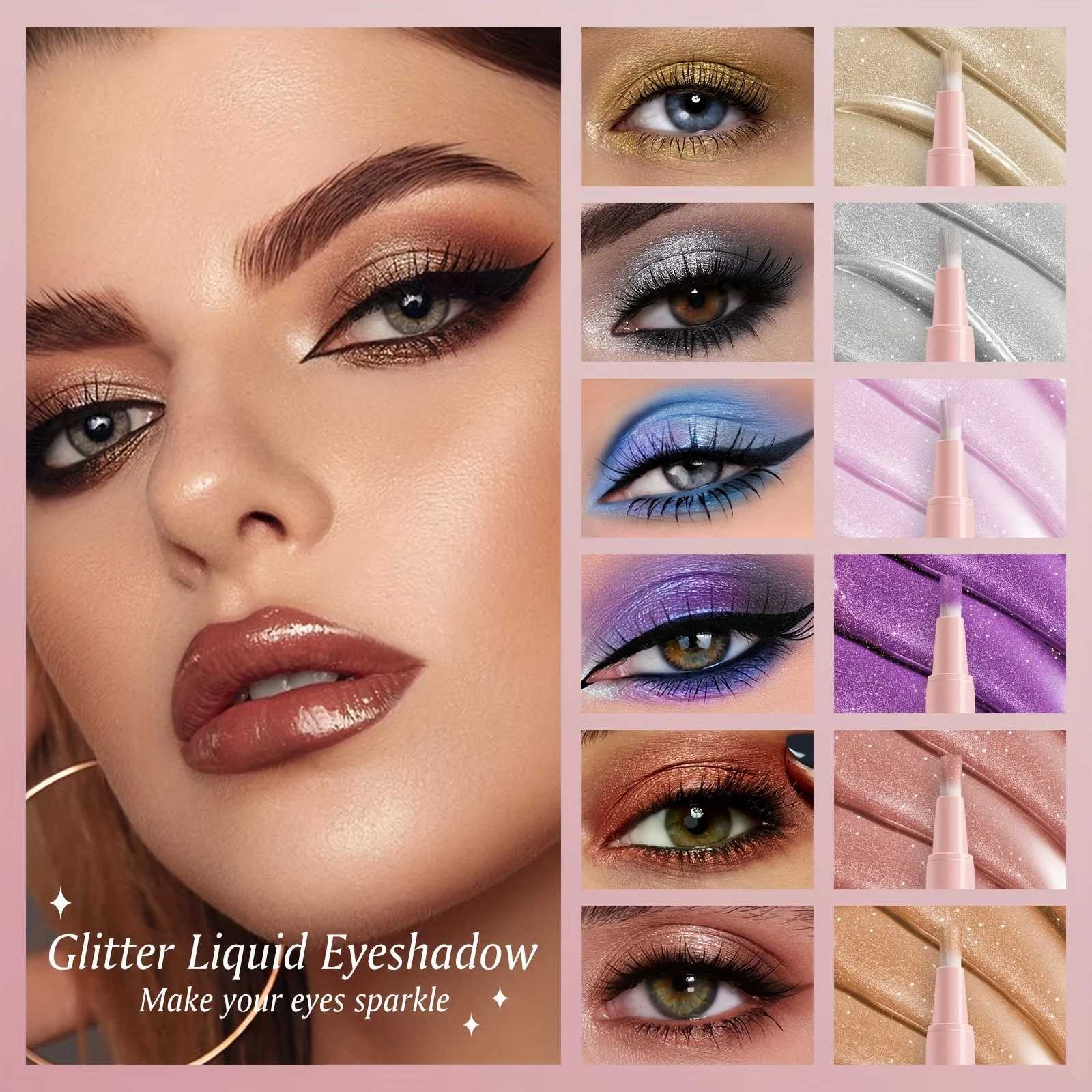 Liquid Glitter Eyeshadow Pen Long Lasting Sparkle Quick-Drying Eye Makeup Glitter Metallic Lightweight WaterproofCL240812