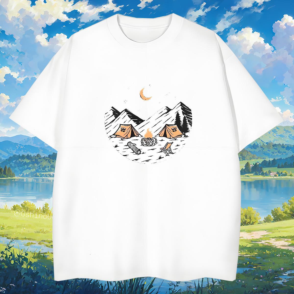 Wholesale Men Tees mountains 100% Cotton 230g Spring Summer Breathable Short Sleeve T Shirt For Man Cartoon Printing L-4XL Designer Tees Shirts