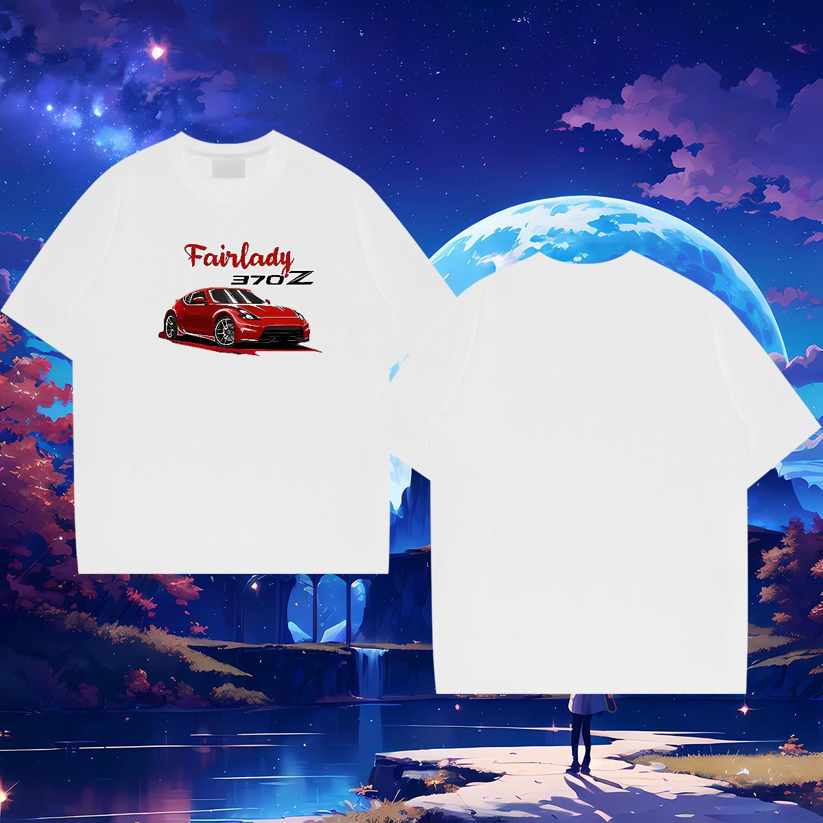 Loose Fit Men Clothes T-Shirt car 230g Pure Cotton Street Casual Short Sleeve Soft Men T Shirts Plus Size Cartoon Classic Tops Shirt