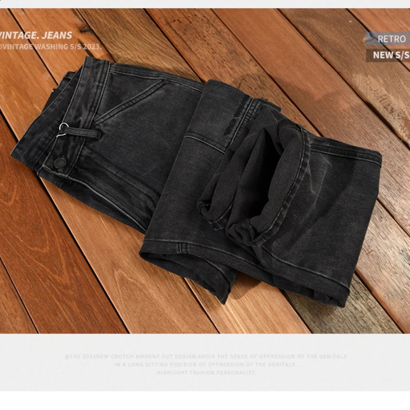 Spring Autumn Cotton Retro Straight Jeans Men Clothing Loose Casual Streetwear Men Trousers AG7162 240812