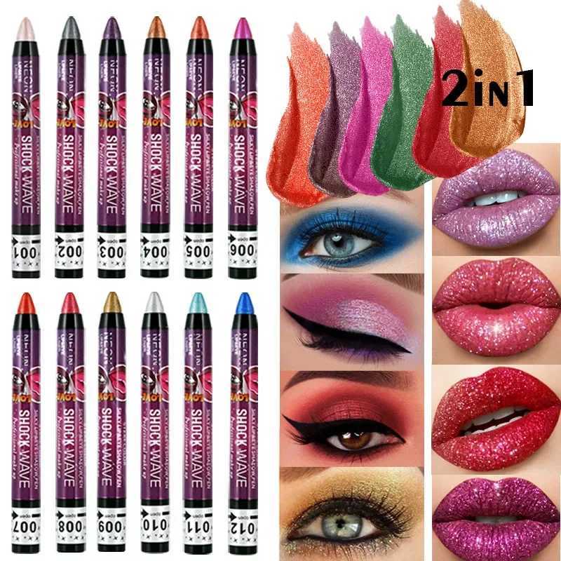2-in-1 eye shadow lipstick pencil waterproof shiny matte eye shadow makeup paint eye shadow penW241212