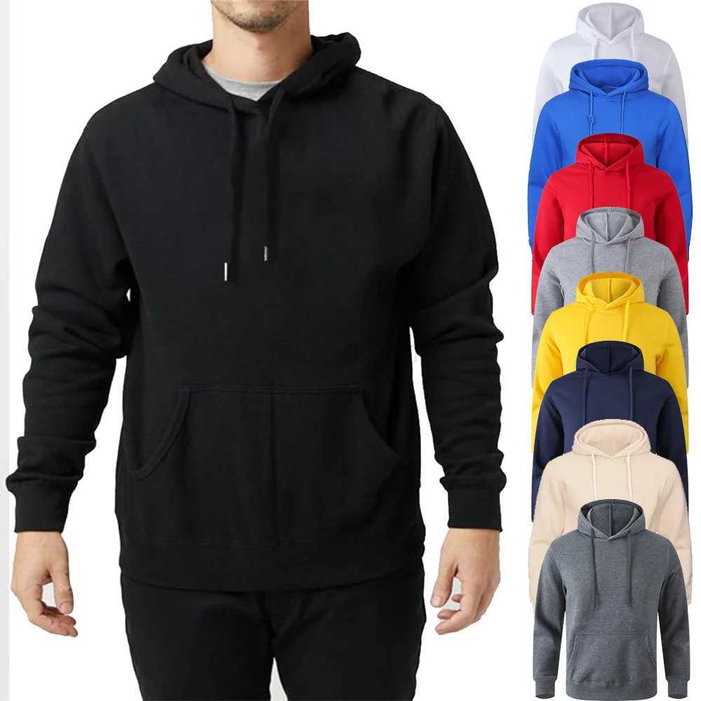 Winter Solid Color Men Hoodies Fleece Warm Mens Sweatshirt Fashion Men Fleece Warm SweatshirtXJ240812