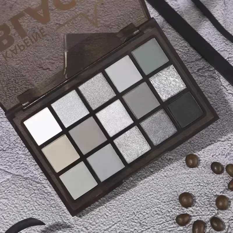15 Color eye shadow Palette Black Smokey Cool Tone eye shadow Metallic Matte Silver Grey Lasting eye shadow Party MakeupW241212