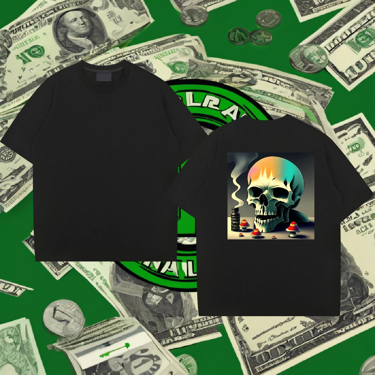 2024 T Shirts Men skull Tees Shirts 230g Cotton High Street Hip Hop Unisex Skull Breathable Couples T Shirts