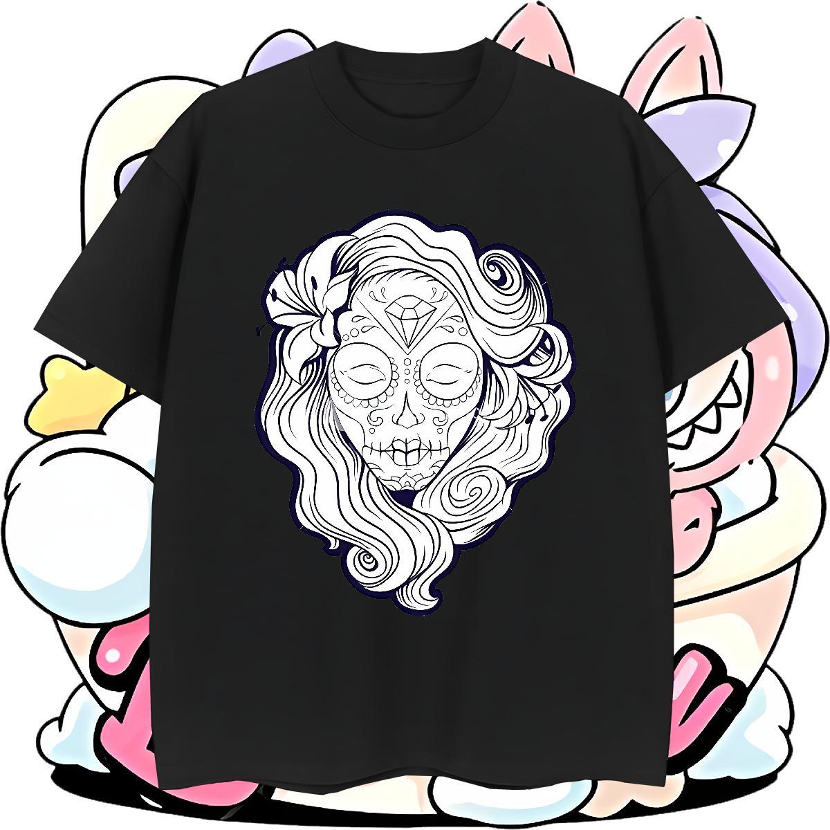 Classic T shirt skull Polos 230g Cotton Street wear Hip Hop Wholesale Anime Print Round Neck Short Sleeve Couples T Shirts