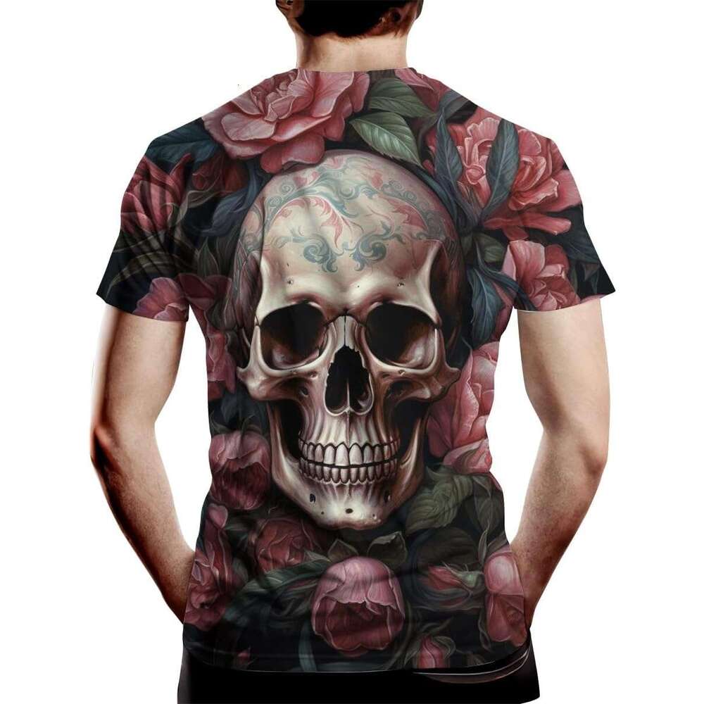 Halloween Mens T shirt Skull Graphic T-Shirts Novelty Rose Printed Summer Shirt shirts tshirt graphic tee Casual tops summer clothes Short sleeve 2025