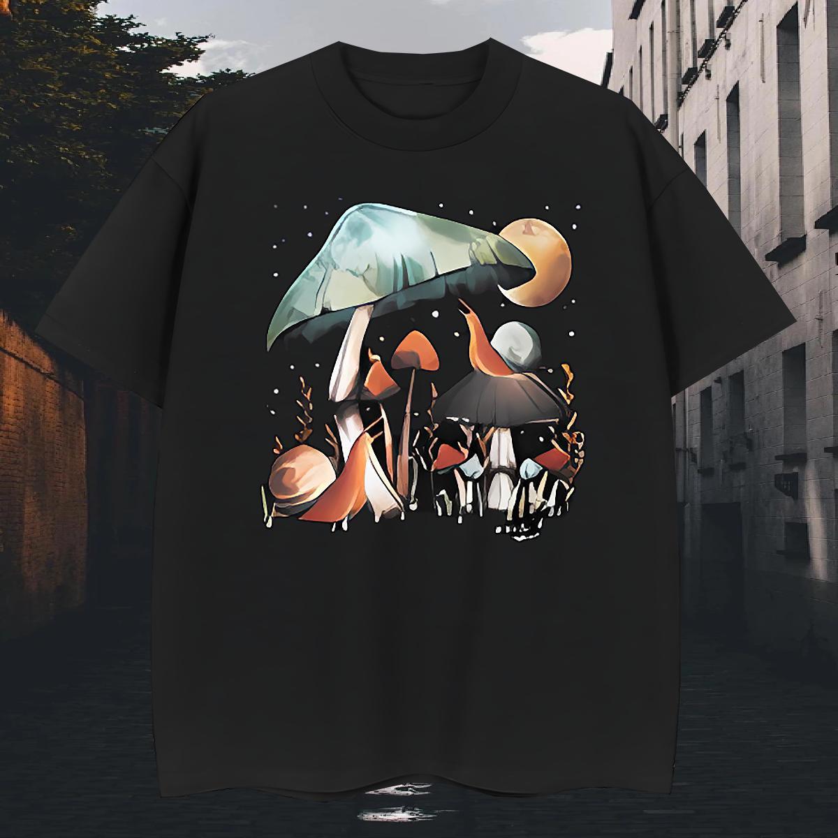 Designer Men Tshirts Street 100% Cotton 230g DIY Logo Oversized Pure Cotton mushroom T-Shirts for Men Fashion Design Tees Shirts