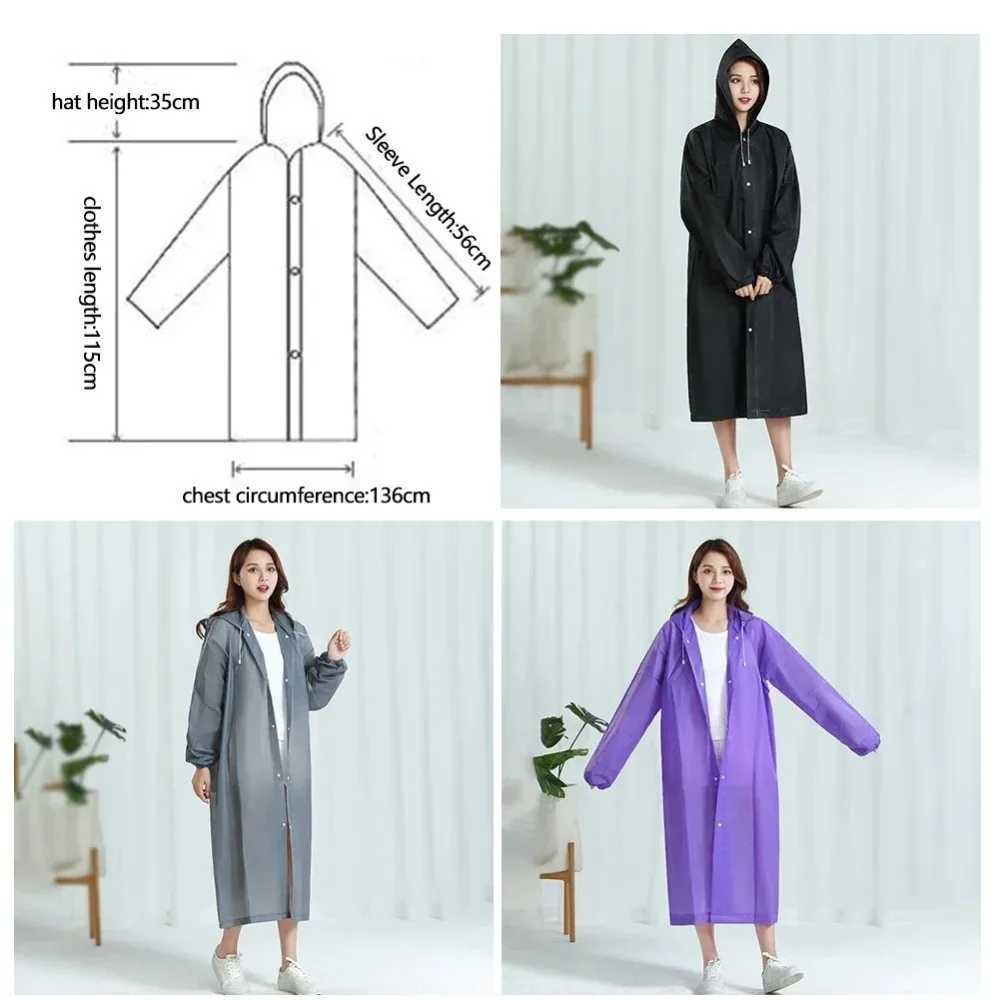 Fashion EVA Children Adult Raincoat Kid Adult Thickened Waterproof Rain Coat Girl Boy Outdoor Hiking Travel Reusable Rain Jacket Y240813
