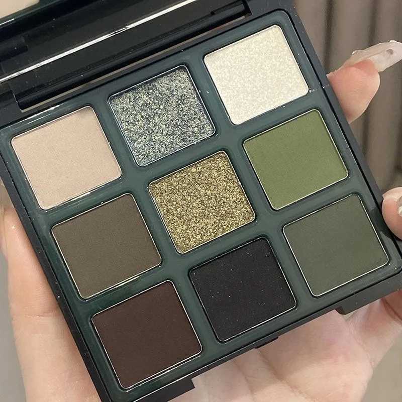 9-color eye shadow palette matte shiny green eye shadow sequins light eye shadow pigment professional makeup paletteW241212