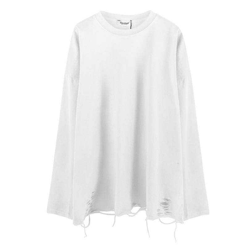 Mens Dark Ro Piercing 100 Cotton 200g Ins Long Sleeve T-shirt Mens and Womens High Street Design Cuts Tee