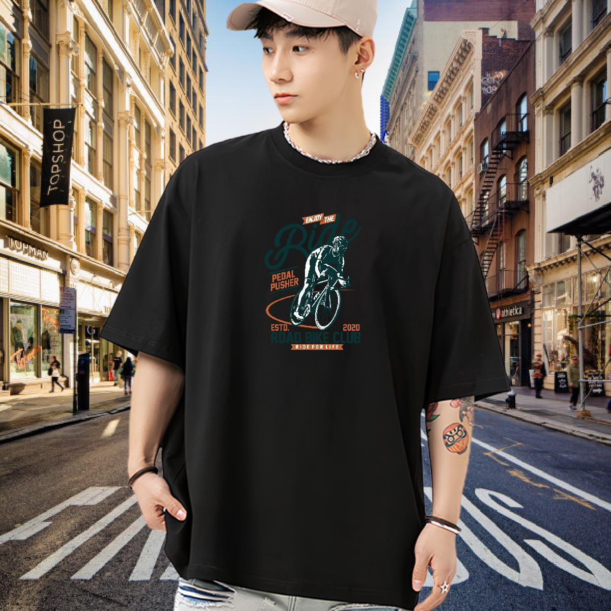 Fashion T-Shirts for Men Motorcycle Tops Shirt 230g Cotton Anime Printing Street Free Shipping Customized O Neck Short Sleeves Men Tshirts