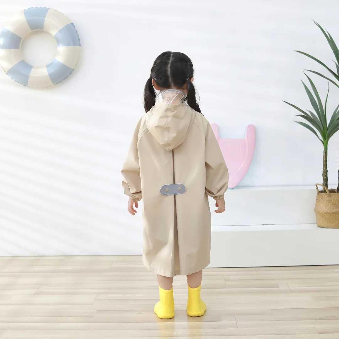 Korea hot High Quality Baby raincoat Children Long Raincoat Waterproof Lightweight Polyester Kids Raincoat Reflective Stripe Y240810