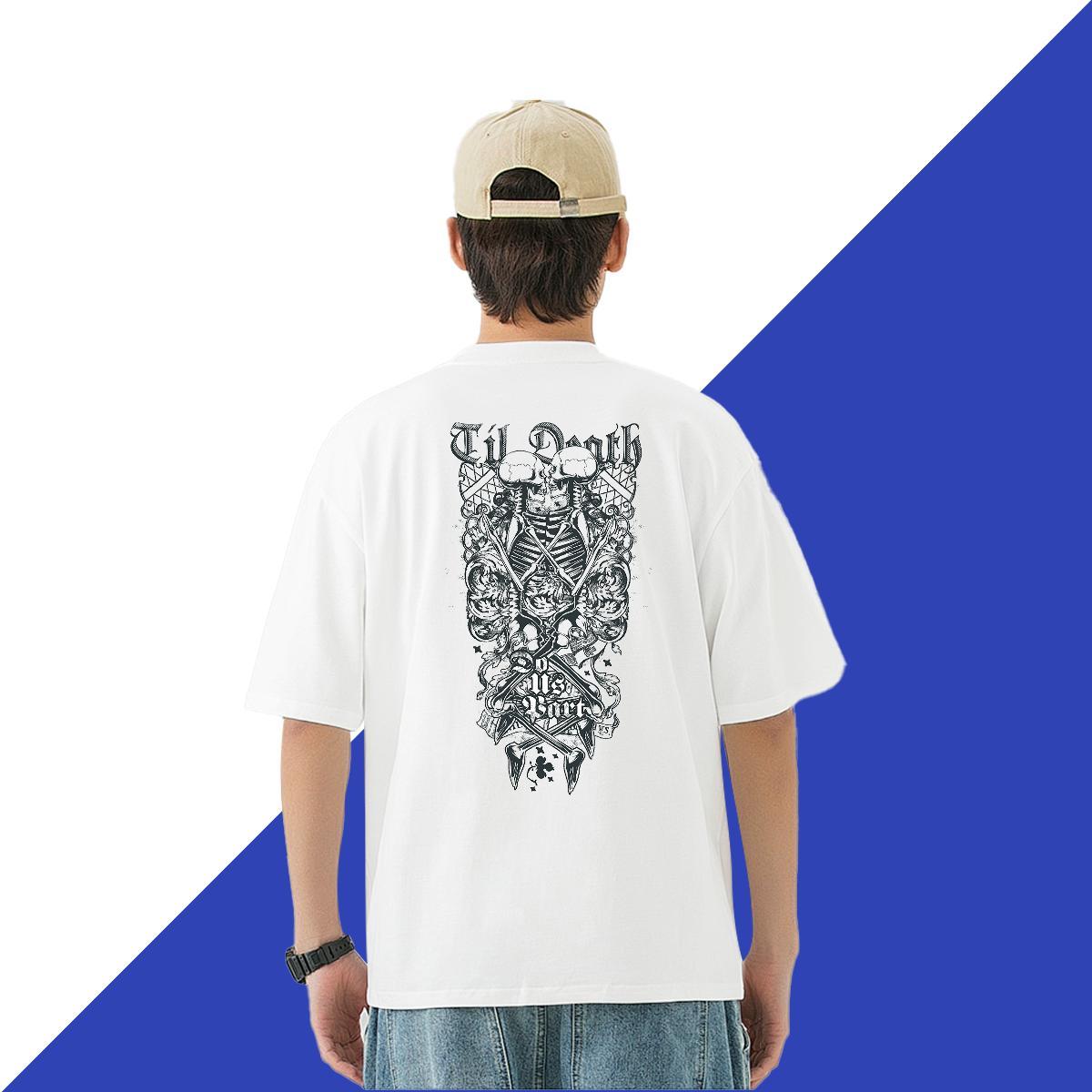 2024 Men T Shirts skull Clothes 230g 100% Cotton Street Comfortable Cartoon Printing L-4XL Round Neck Short Sleeve Couples T Shirts