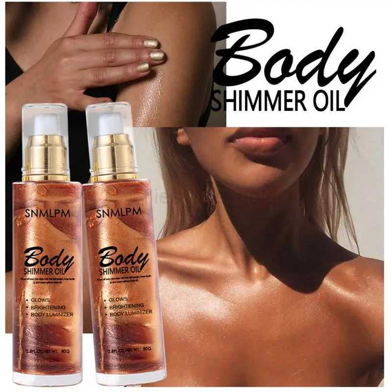 4-color body face shimmering oil sparkling pearl white bronze fluorescent lamp glowing makeup shiny gold liquid extinction W240812