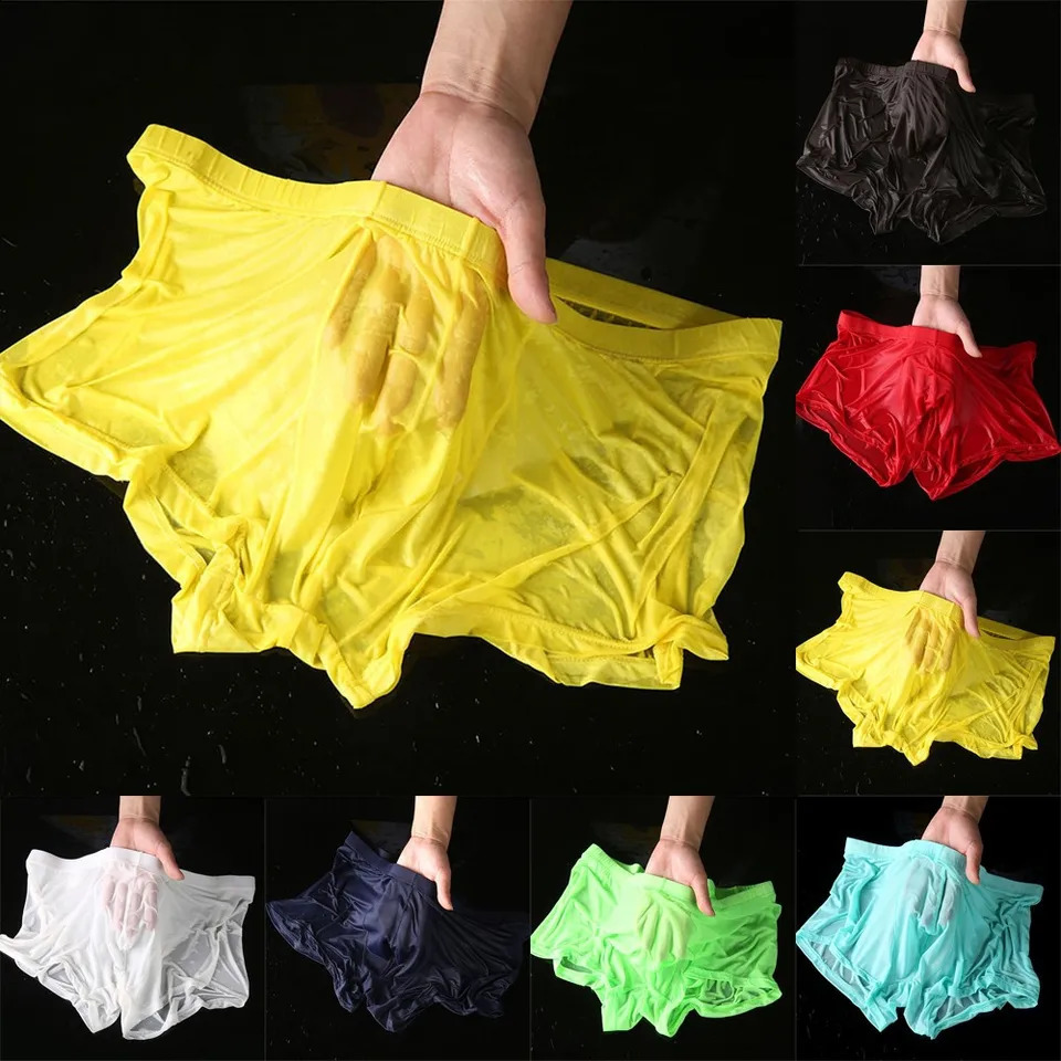 Sexy Wet Transparent Underwear For Men Panties Boxers Thin Solid Color Shorts Trunks Man Boxer Shorts And Underpants 240812