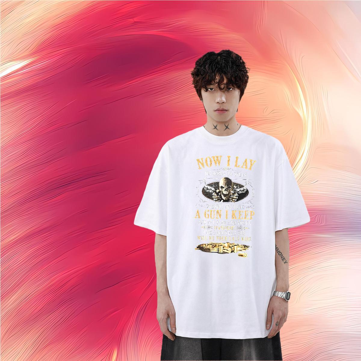 Fashion Casual T-Shirts for Men skull Wear 100% Cotton 230g Street Casual Comfortable DIY Printed Short Sleeve Soft Couples T Shirts