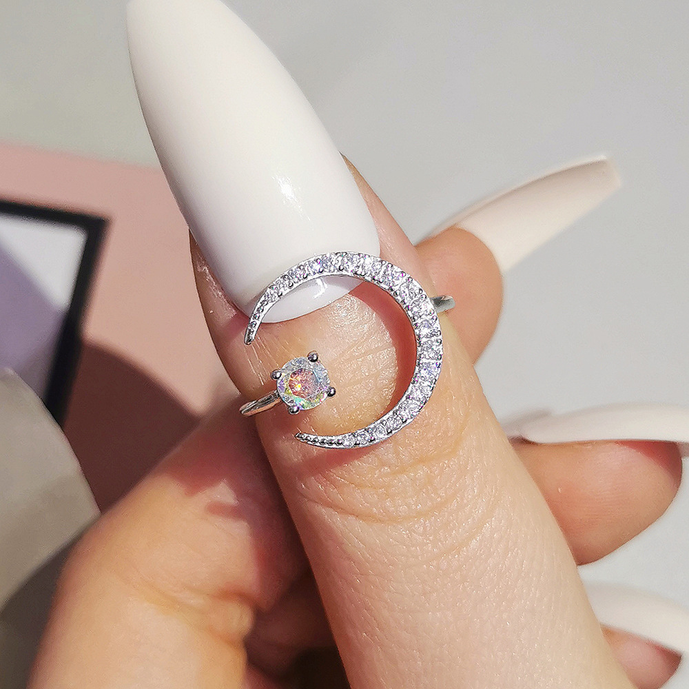 Sterg Sier Colorful Zircon CZ Dia Wedding Rings for Women - Adjustable Open Ring