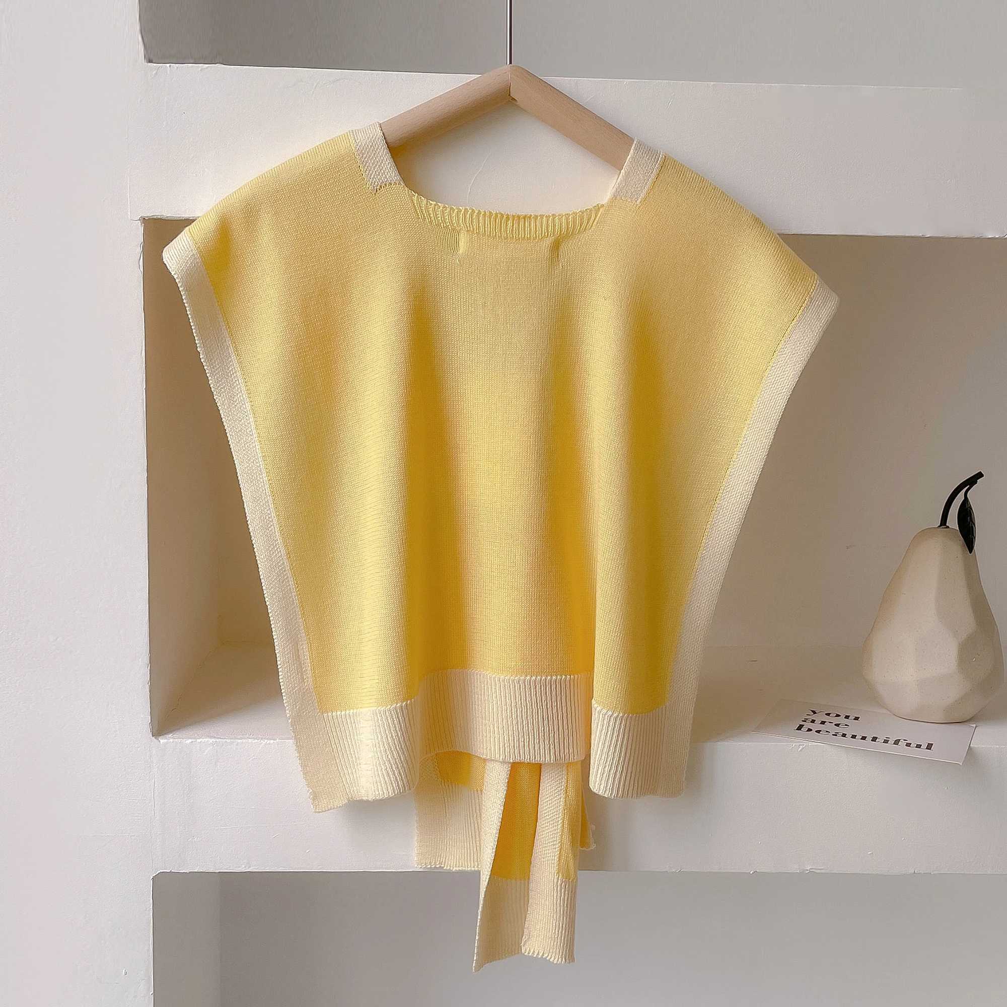 Spring and summer knitted striped shawl with high-end summer office air-conditioned room neck and shoulder shawl W240810