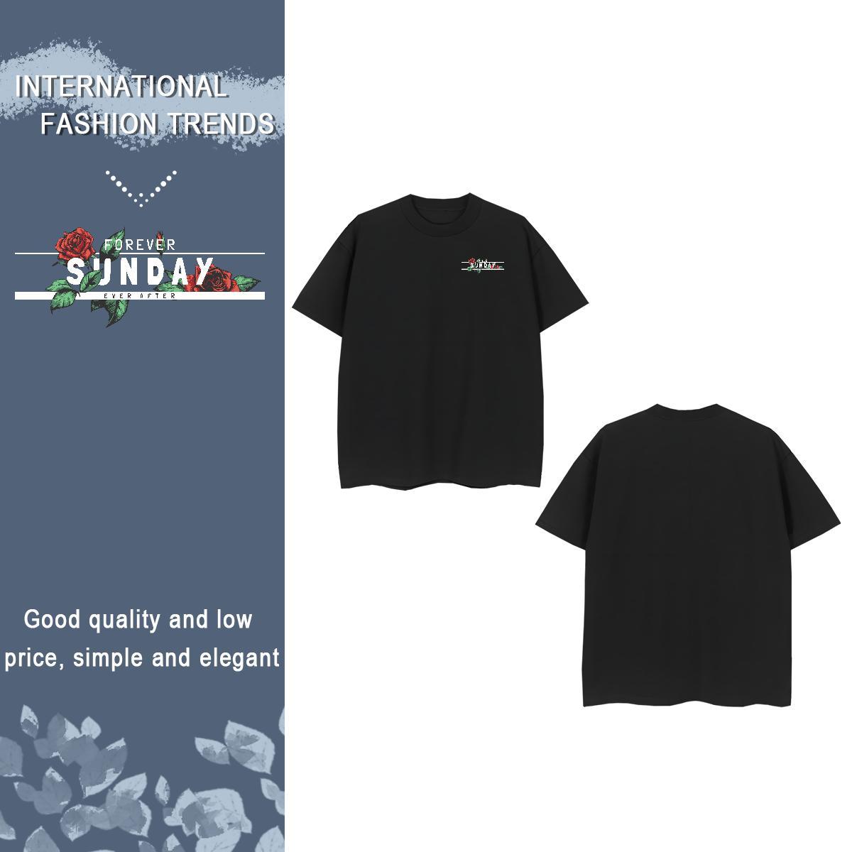 T shirt 100% Cotton 230g ROSE Street wear Hip Hop Breathable Short Sleeve Graphic Mens Tshirts 2024 New Cool Tee Shirt