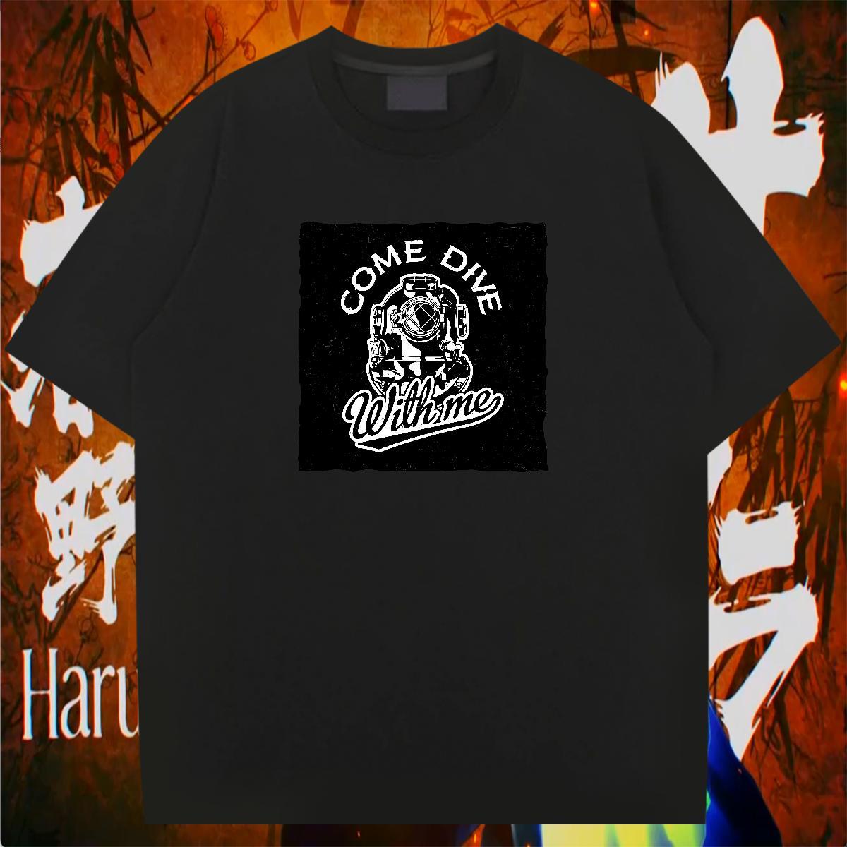 Fashion Man T Shirts camera Tops 230g Cotton High Street Hip Hop Loose Black Oversized Breathable Short Sleeve Men Tops Tees