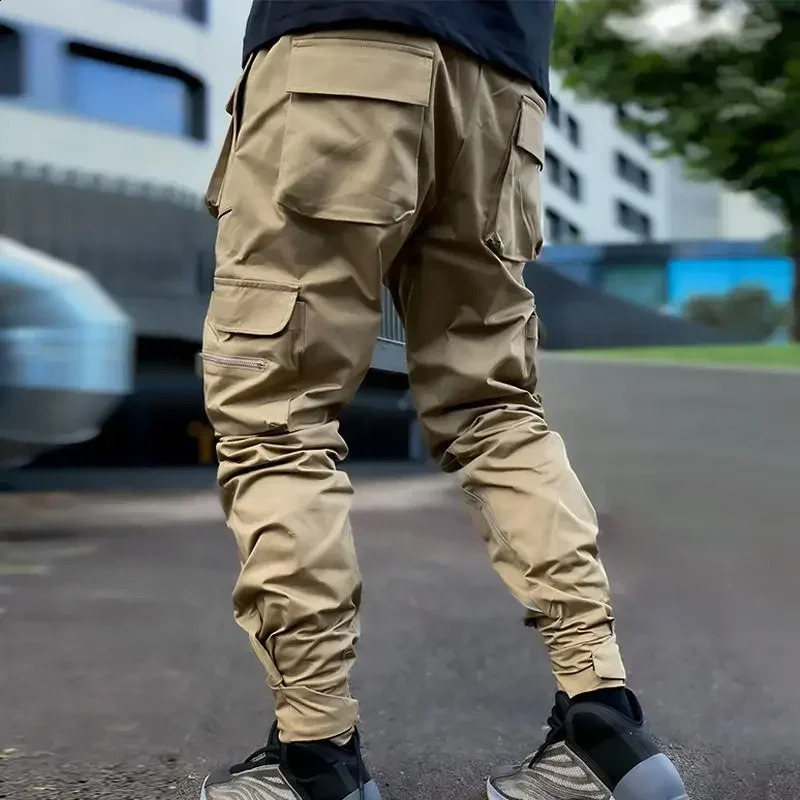 Mens Cargo Pants White Hip Hop Male Trousers Summer Regular Fit Harajuku Long Slacks Street Emo est Spandex in Casual 240812