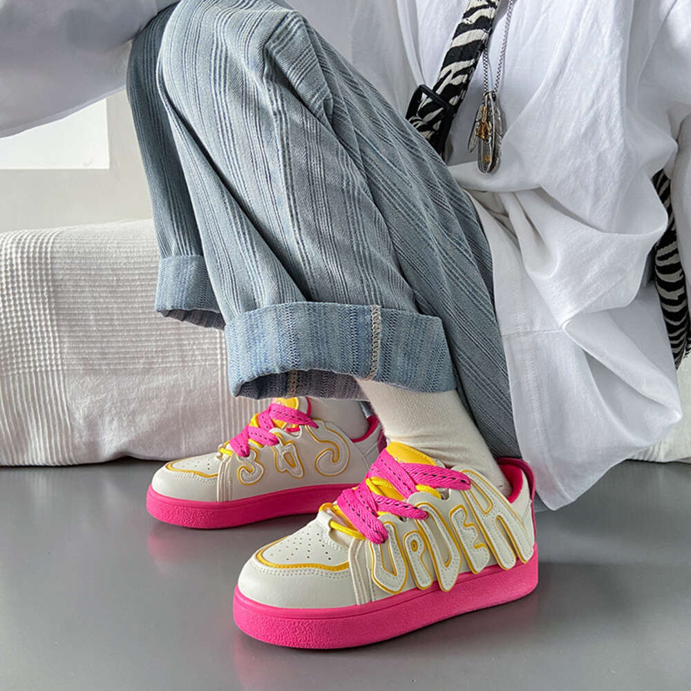 Ddmysports Cherry Blossom Pink Little White Spring New Versatile Board Women S Thick Sole Bread Instagram Shoes Q Outdoor
