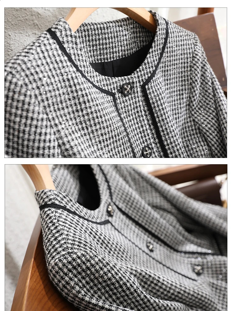 Vimly French Style Vintage Plaid Tweed Jacket Wool Blend Short Coat for Women Winter Spring In Outerwear Clothing V7732 240812