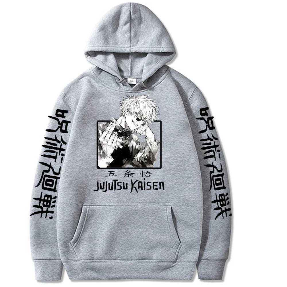 Jujutsu Kaisen Hoodie Anime Gojou Satoru Print Hooded Pullovers Tops Loose Long Sleeves Harajuku Man Clothes Fleece HoodiesXJ240812