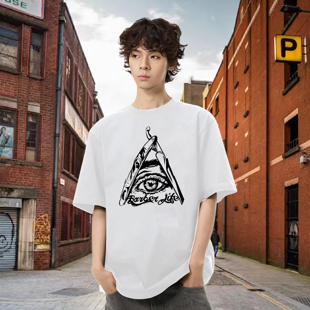 Fashion Casual T Shirt For Man eye of the devil Top Tees 230g Cotton Sport Free Shipping Cartoon Printing L-4XL Breathable Soft Tshirts