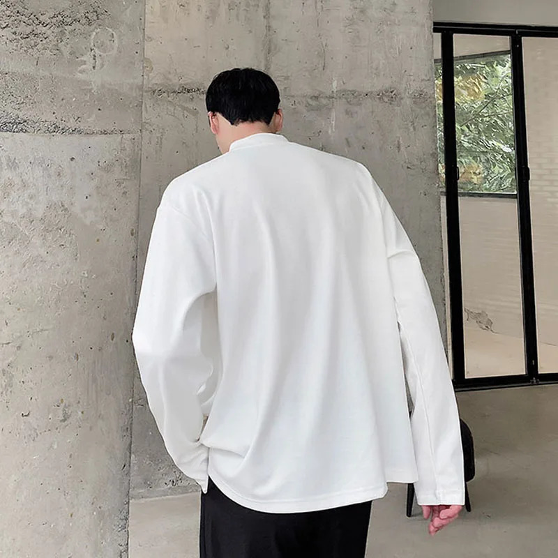 Autumn Dark Department Chinese Style Stand Collar Long Sleeve T-Shirt Trendy Mens Minority Simple And Versatile Trendy T-Shirt 240812