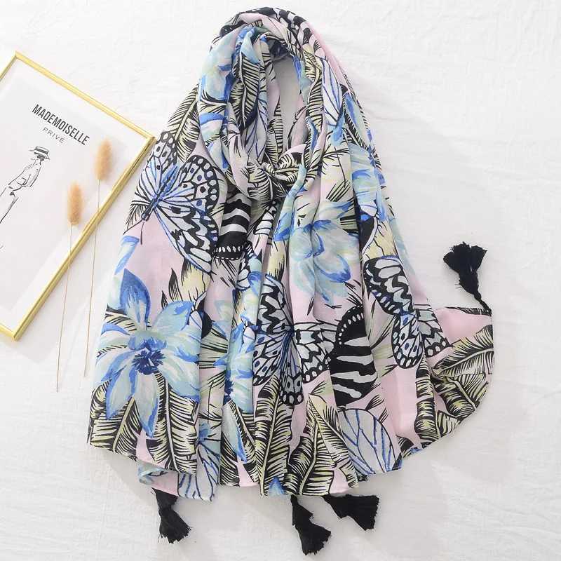 New leopard print fringe adhesive shawl for womens luxury Pashmina headscarf and wrap Foulard Muslim Sjaal 180 * 90cm W240810