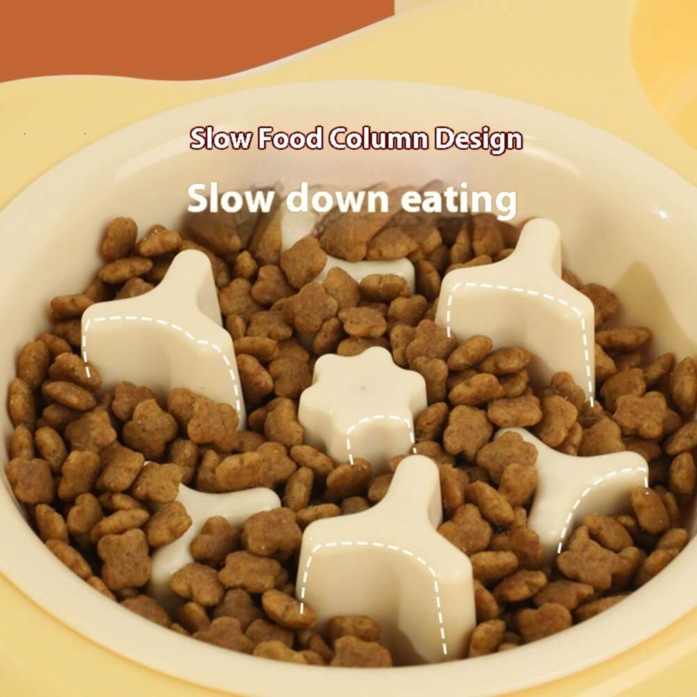Pet size eye double choking anti slip small and medium-sized slow food stainless steel dog bowl