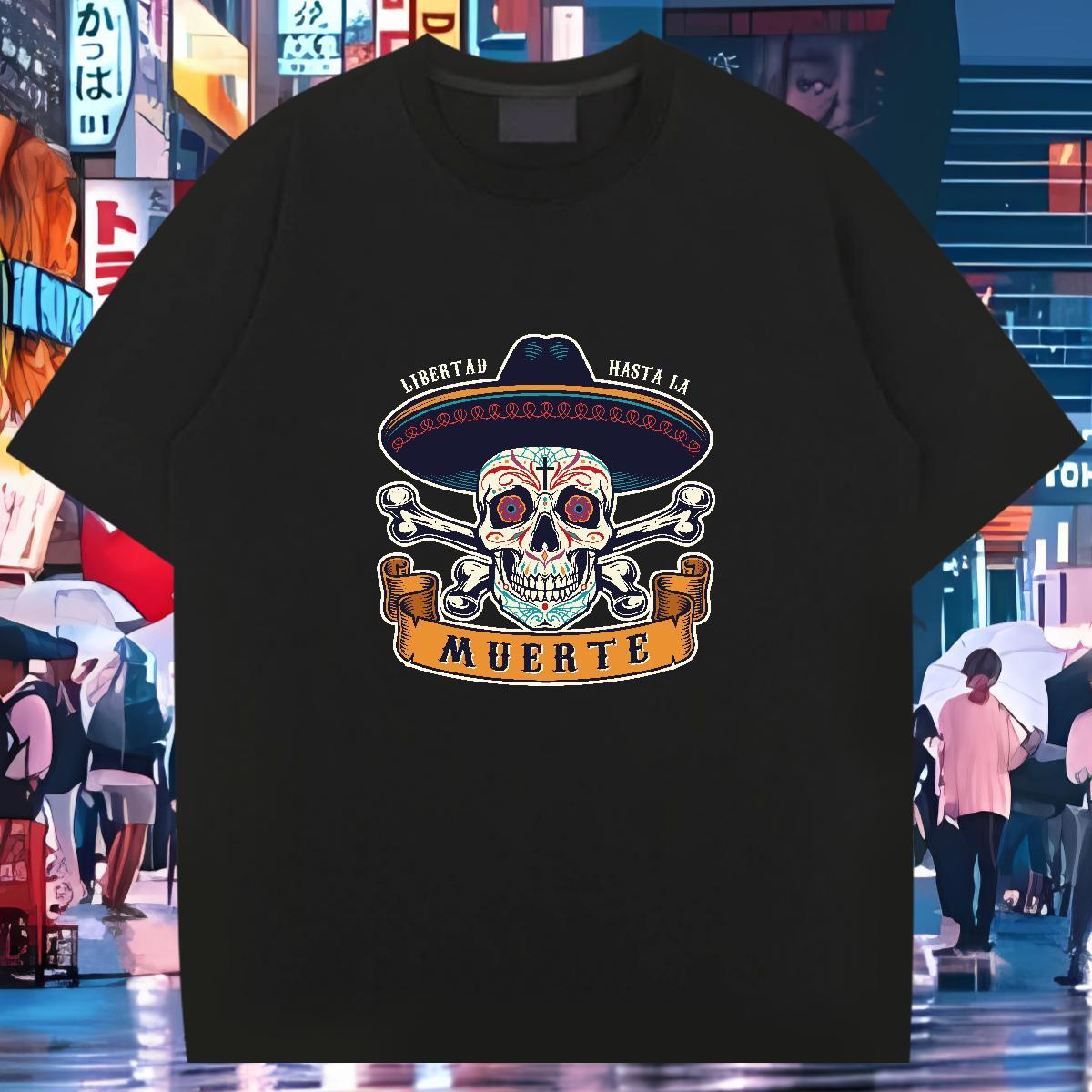 New Arrival T Shirt For Man skull Top Tees 230g Cotton Street wear Hip Hop Cool Oversized 4XL Short Sleeve O-Neck Mens Tshirts