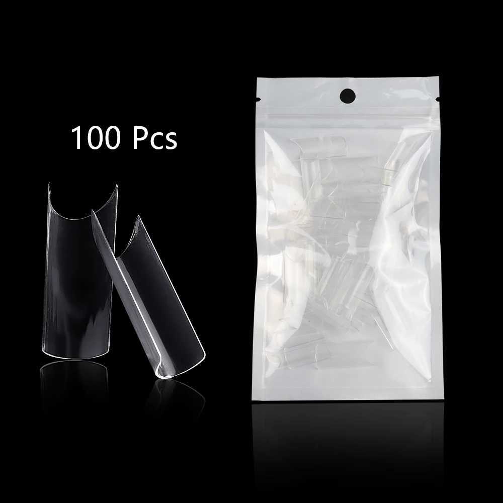 100 pieces of multi size fake tip press transparent full cover fake nail extension manual tool W240810
