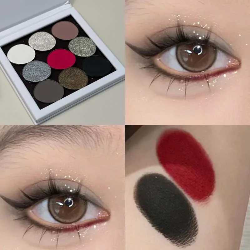 Punk Nine Color Magnetic Eyeshadow Palette Smoky Black Fine Powder Pearly Matte Shimmer Silkworm Brightening Shiny Eye ShadowCL240812