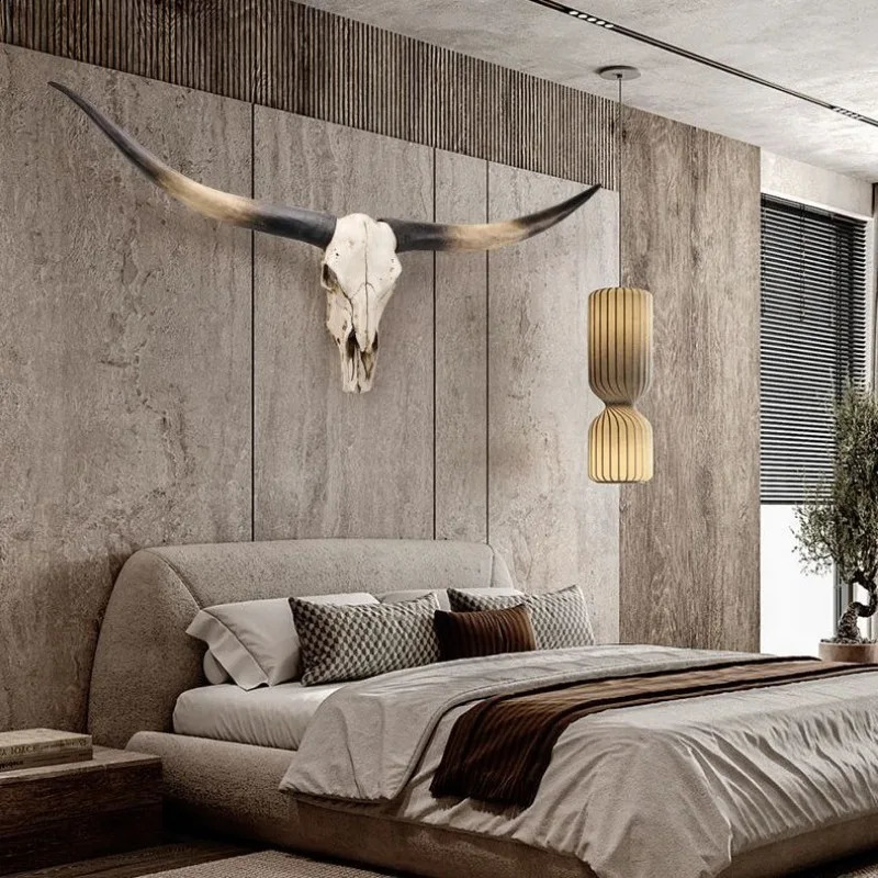 Oversized cow head wall hanging simulated animal skull sculpture craftsmanship retro home bar decoration pendant accent 240810