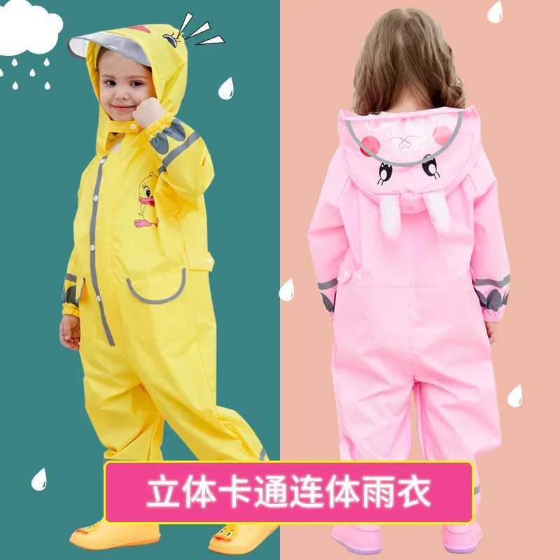 Childrens Raincoat One-Piece Full Body Suit Waterproof Boys and Girls Baby Kindergarten Child Student Yellow Duck Rain Pants Po Y240810