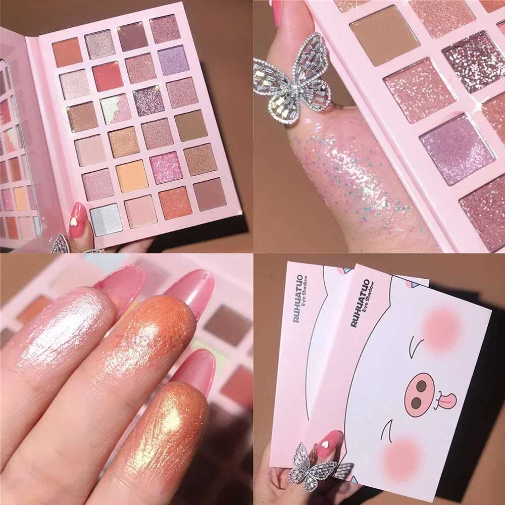 Small Pig 24 Color Eyeshadow Glitter lescent Waterproof Beginner Earth Color Cheap Eyeshadow Palette Ins Super FireW241212